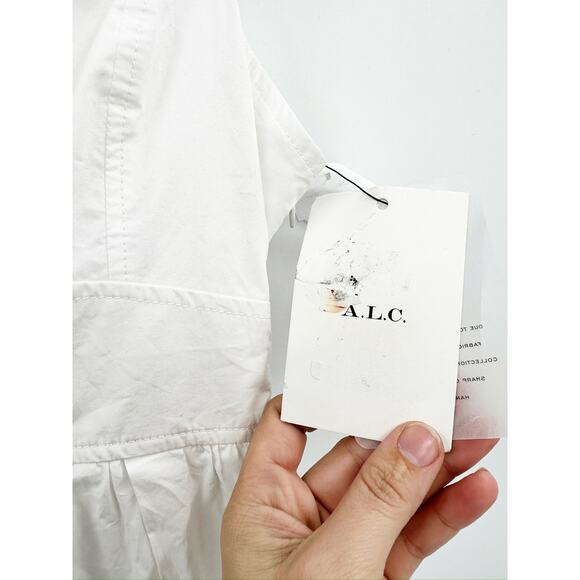 A.L.C. Lily Cotton Midi Dress White Lace Up Back Size 6 NWT - Picture 7 of 8